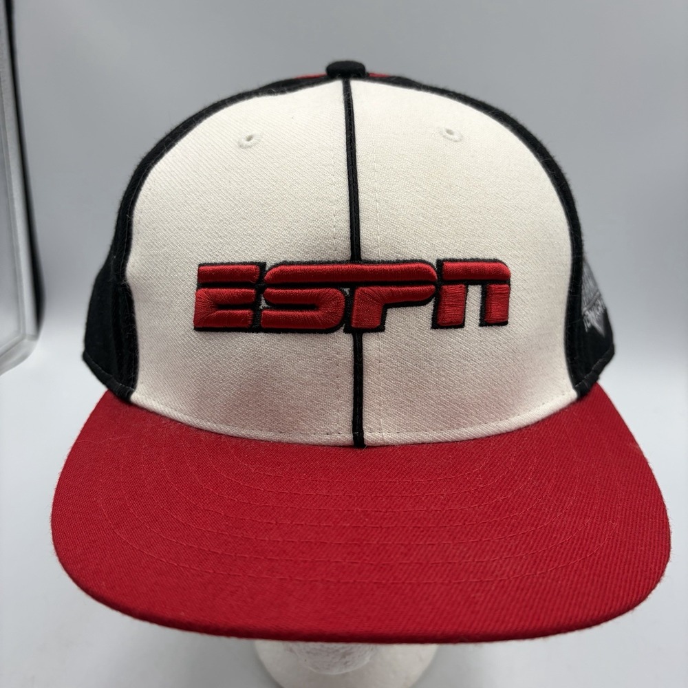 ESPN Baseball Tonight Fitted Hat, 7 1/2 Acrylic Wool Blend Red White Black